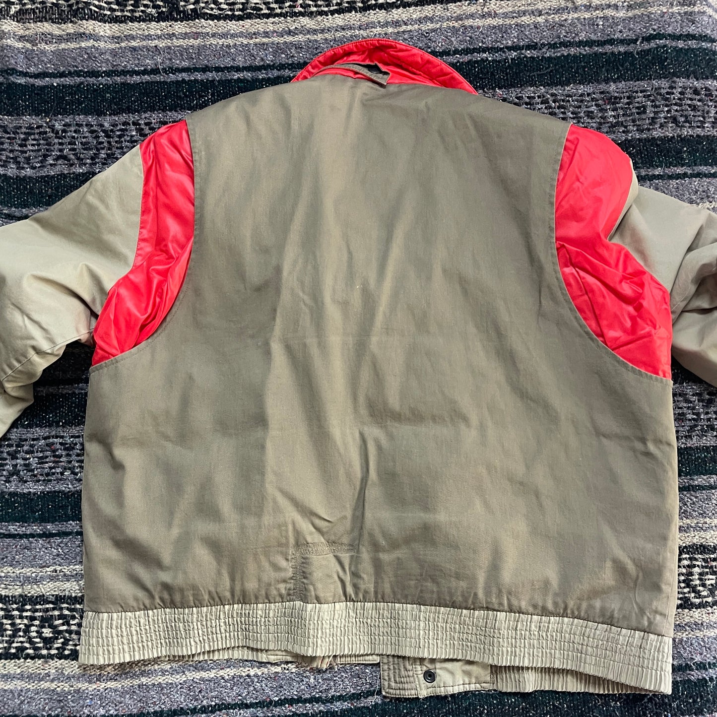 Vintage 80s 90s Stratojac Puffer Bomber Jacket Tan & Red